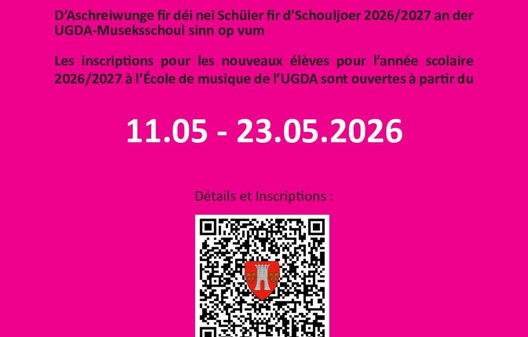 UGDA Musikschoul: Schreif Dech an!  Inscris-toi !
